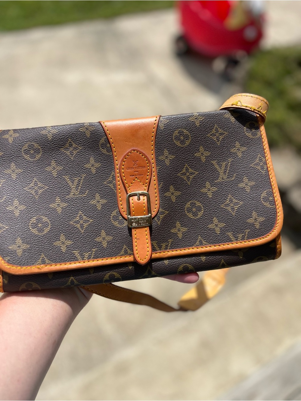Louis Vuitton Monogram Crossbody Bag in Brown and Tan